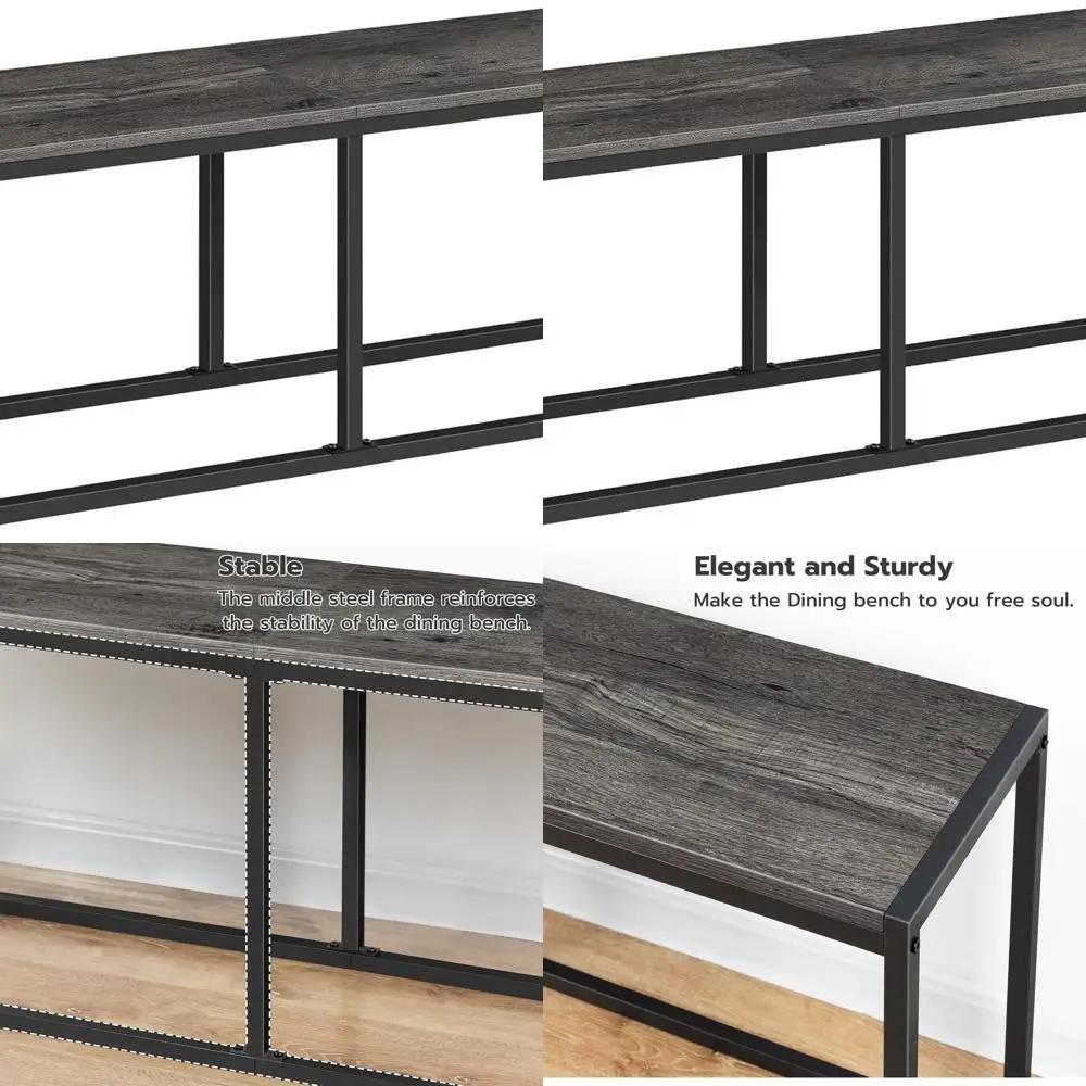 

47,2 Промышленная кухонная скамейка, стальной каркас, простая сборка, уголь и черный, мебель для столовой