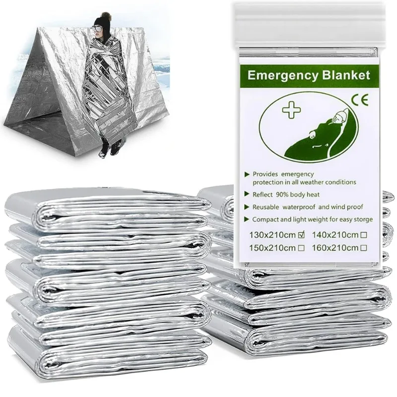 1-5pcs Outdoor Emergency Survival Blanket Waterproof First Aid Sliver Rescue Curtain Foil Thermal Military Blanket 130x210CM