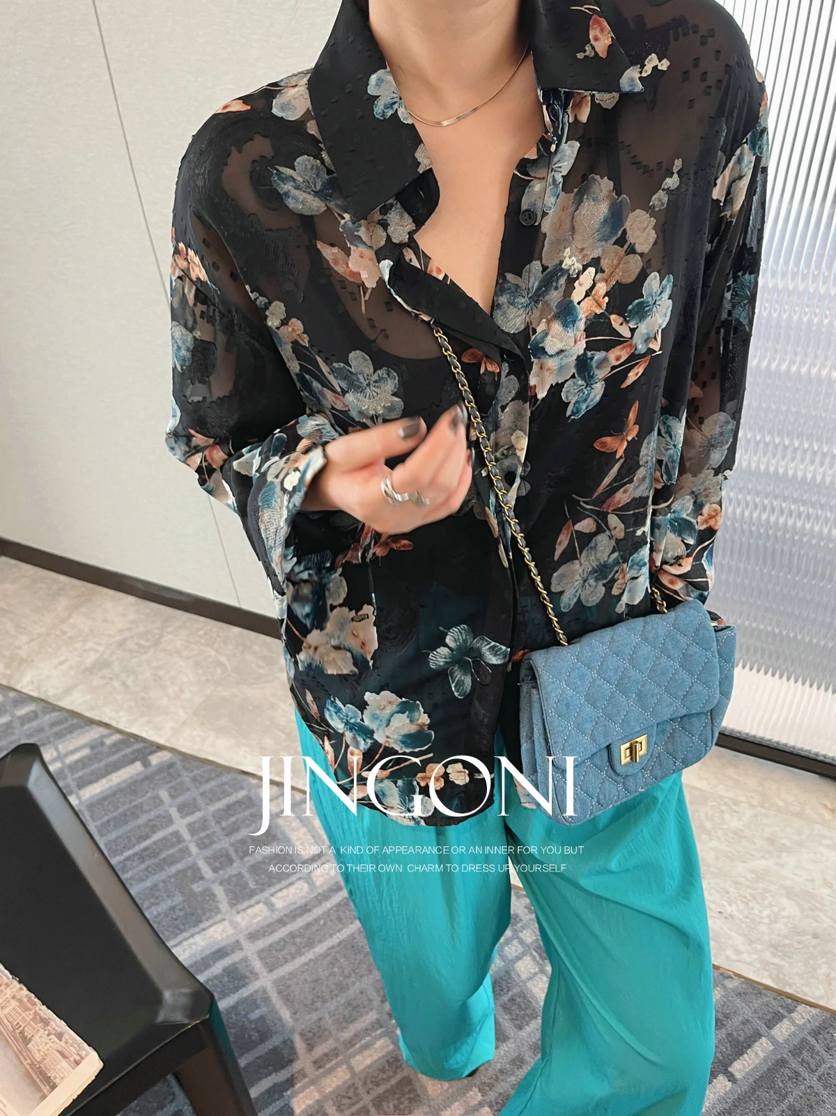 Chiffon Floral Shirts Blouses Y2k Women Clothing 2024 Summer Fashion Korean Style Elegant Vintage Tops Long Sleeve Crop Oversize