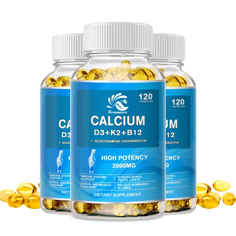 Calcium Vitamin D3 Plus with B12, K2 - High Potency Food-Based Immune Support, Bone Health & Mood Balance Supplement