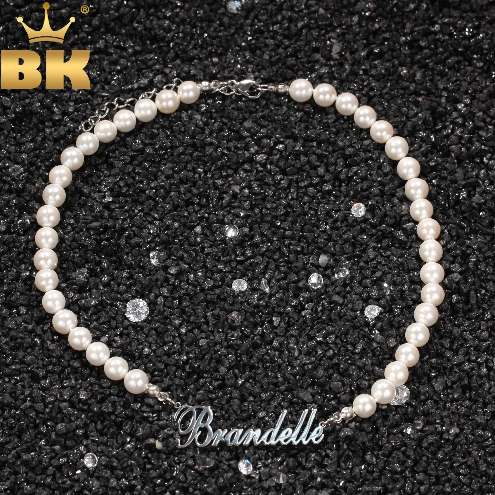 TBTK Name Customized Pearls Necklace Personalized Stainless Steel Letters Choker for Women Elegant Accessories Fashion Jewelry