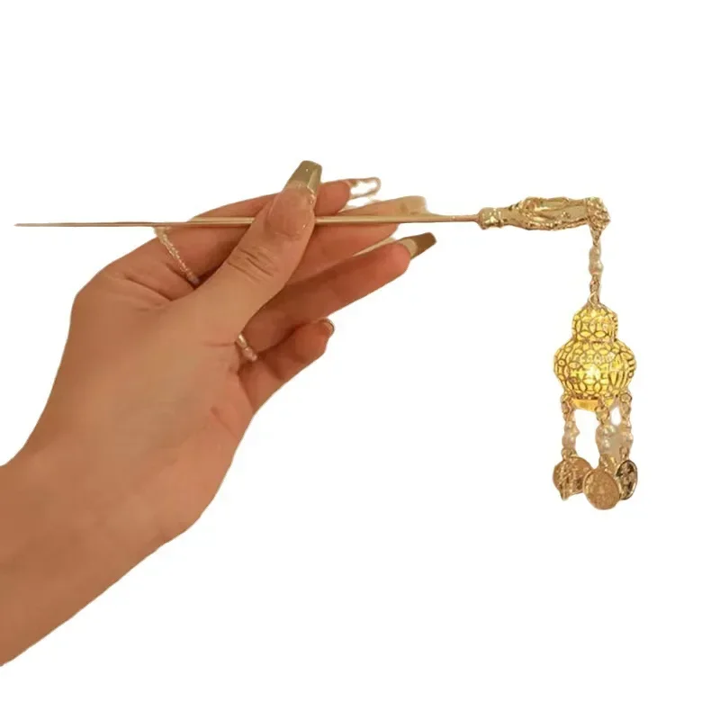 Ancient Style Hairpin Claw Clips Chinese Palace Lantern Hair Sticks Forks Retro Lotus Tassel Headpieces for Girls Women Hair Pin - Image 6