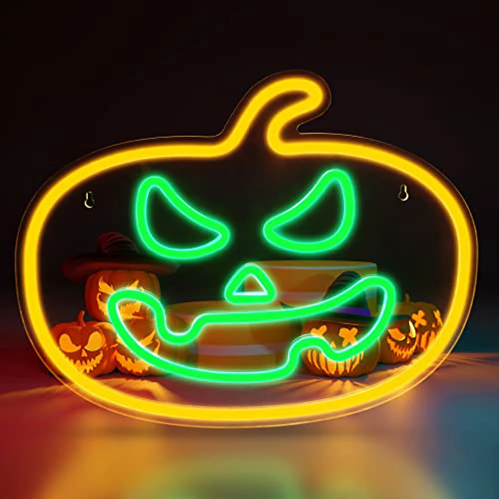 

Halloween Pumpkin Neon Sign Dimmable Neon Christmas Wall Decor Powered LED Neon for Bedroom Party Decorations Kids Playroom Bar