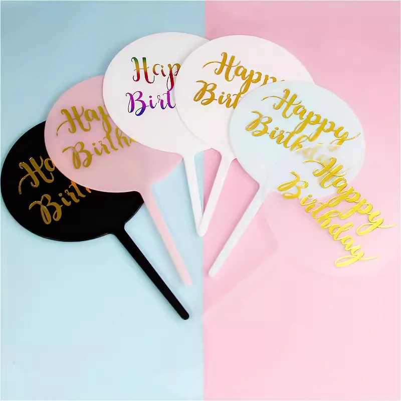 Plastic Round Plate Cake Decoration Happy Birthday Party Children Soft Party Birthday Flag