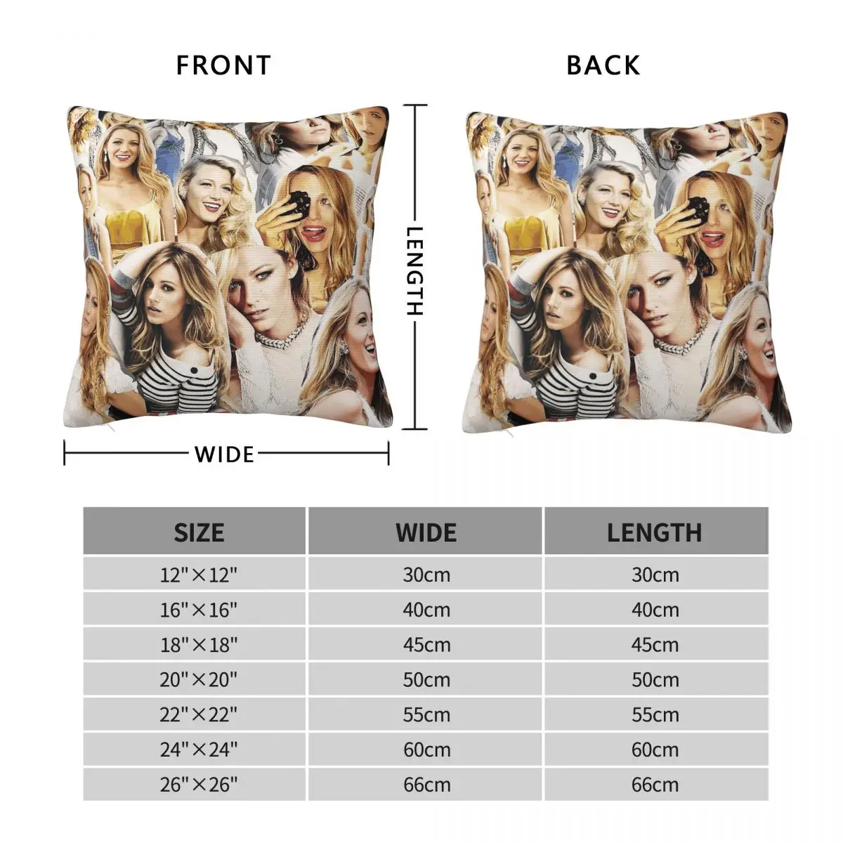 Blake Lively Collage Pillowcase Polyester Linen Velvet Printed Zip Decor Room Cushion Cover