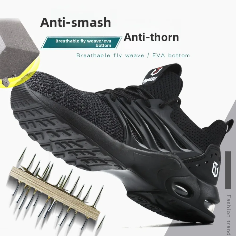 Safety Shoes Air Cushioned Sole Steel Toe Cap Work Shoes Safety Protection Anti Smashing Anti Piercing Labor Protection Shoes