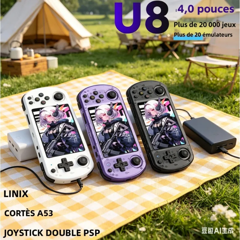 

128G U8 Retro Handheld Game Console Linux System 4.0 Inch IPS Screen R35s Pro Portable Pocket Video Player with 64GB Games