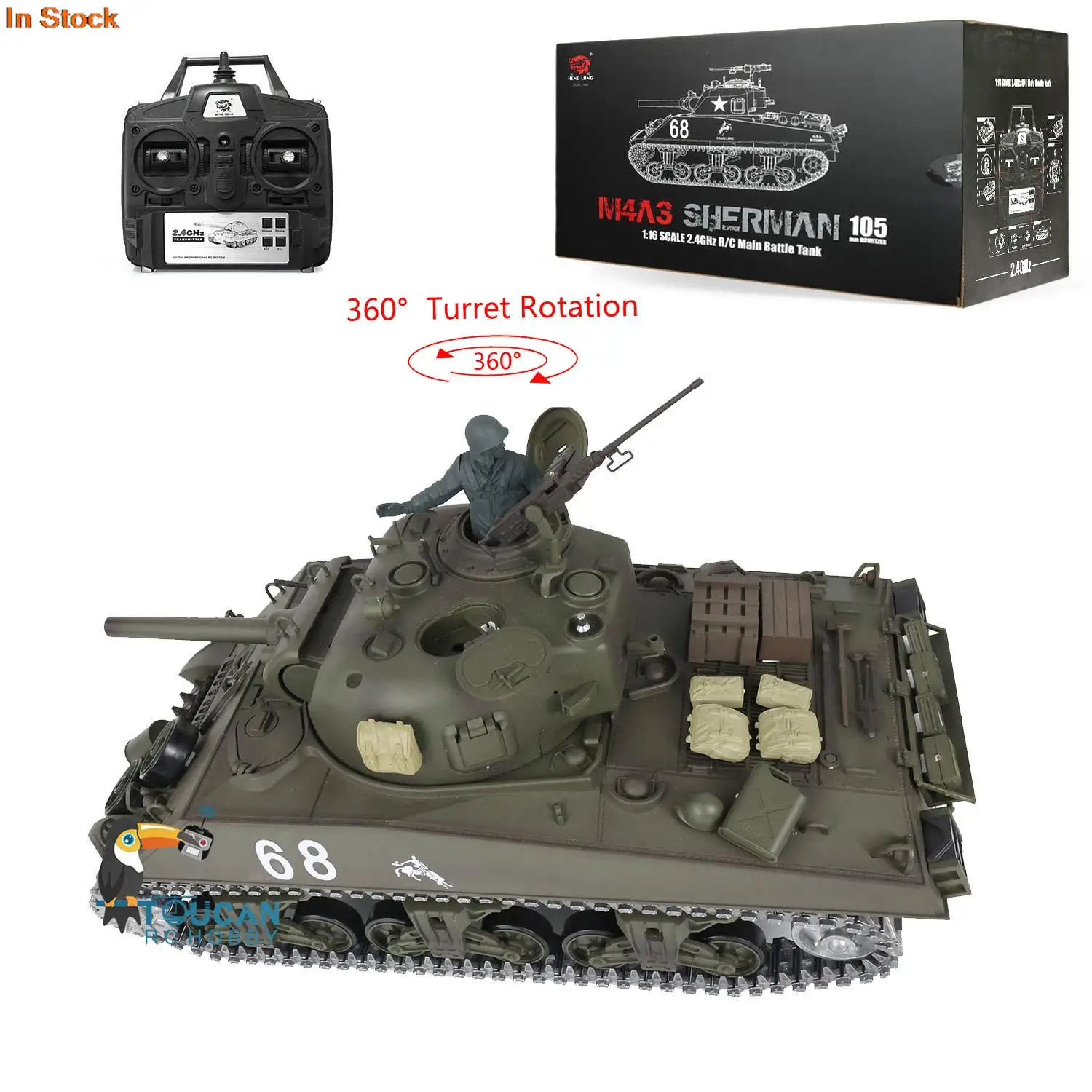 HENG LONG 1/16 skala 7.0 ulepszony M4A3 Sherman RTR zbiornik RC zabawki 3898 W/ 360 ° wieżyczka silnik dźwięk koła BB strzelać TH17675-SMT4