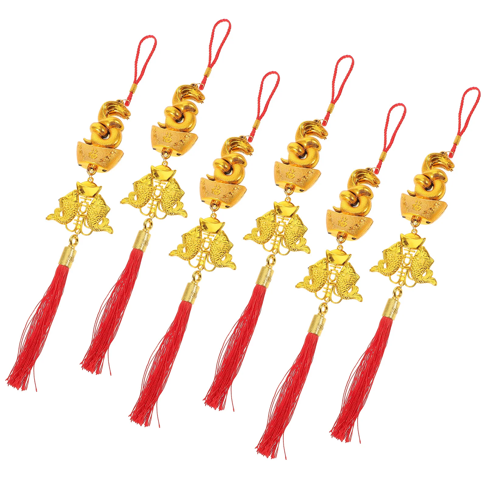 

10Pcs Gold Plated Snake Year Pendant Chinese New Year Hanging Decoration Spring Festival Tassel Ornament Car Home Office Decor