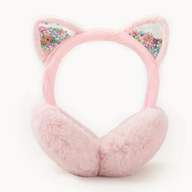 Cuffie festive con orecchie di gatto: scaldaorecchie in morbida pelliccia sintetica con orecchie scintillanti: perfette per la moda invernale