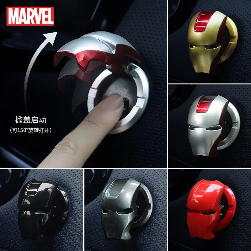 

Marvel Iron Man Car Start Button Cover Avengers Superheroes Cartoon 3D Car Interior Ignition Ring Protective Case Christmas Gift