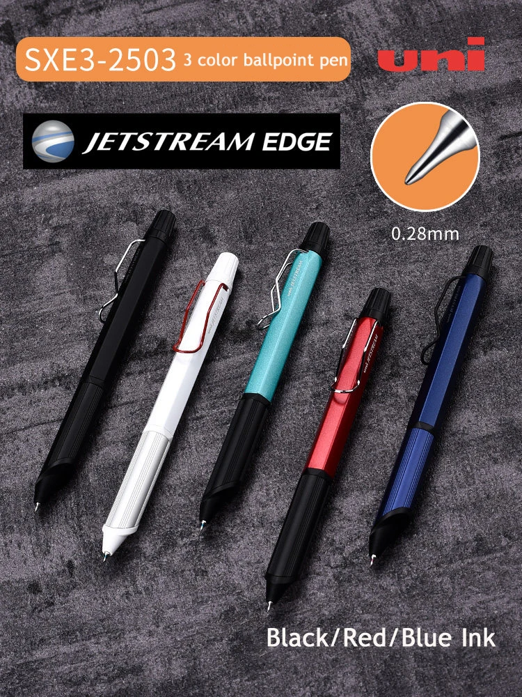 Uni JETSTREAM EDGE Wielofunkcyjny Długopis, SXE3 0.28mm Cienkopis z Gładkim Hybrydowym Tuszem (Czarny/Czerwony/Niebieski) Do Dzienników, Precyzyjne Pisanie — zdjęcie produktu 7