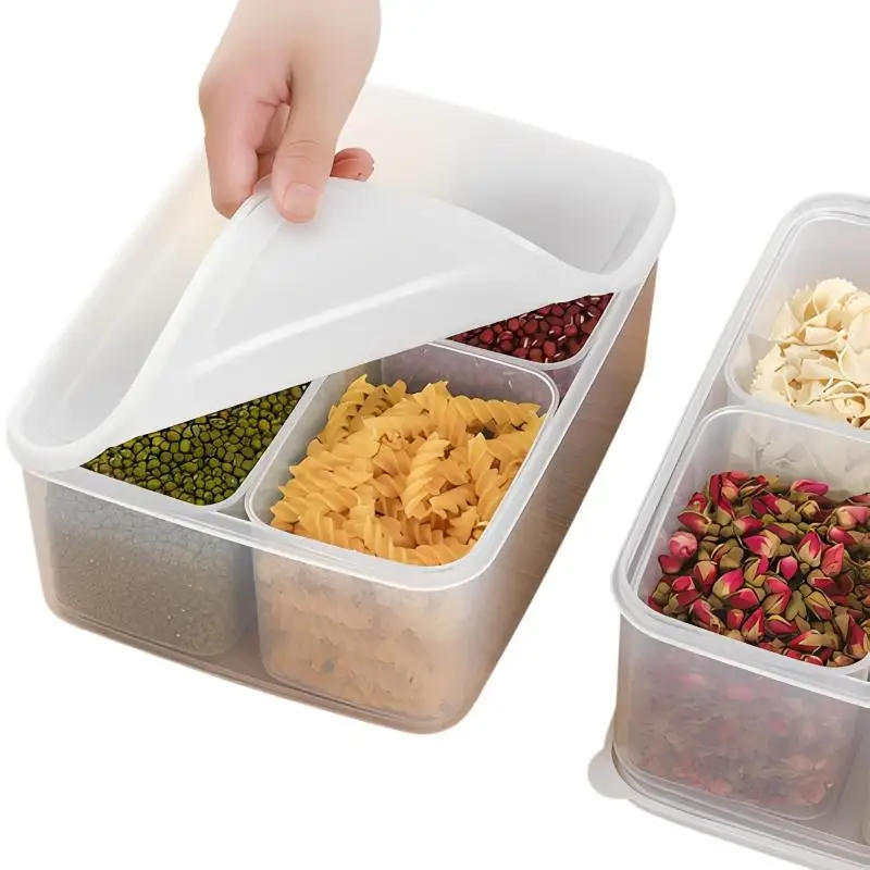 4 In 1 Refrigerator Storage Box M/L Size Meat Food Fresh-Keep Box 4 Grids Transparent Crisper Kitchen Fridge Storage Container