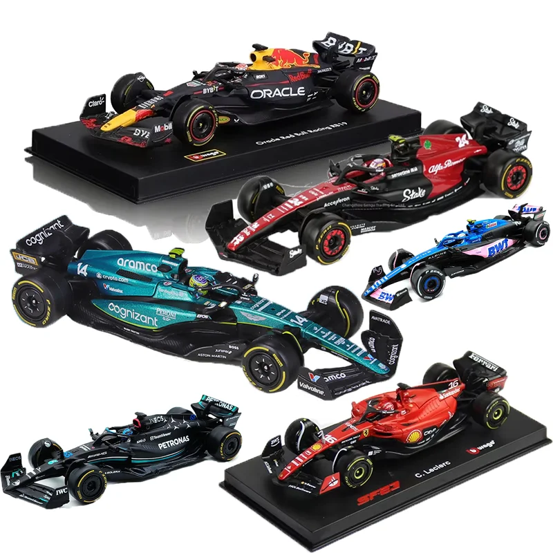 Versión de tapa dura Bburago 1:43 F1 Aston Martin Ami F1 equipo AMR23 2023 #   14 Alonso #   18 Cochecito de bebé coche de aleación modelo de fundición a presión