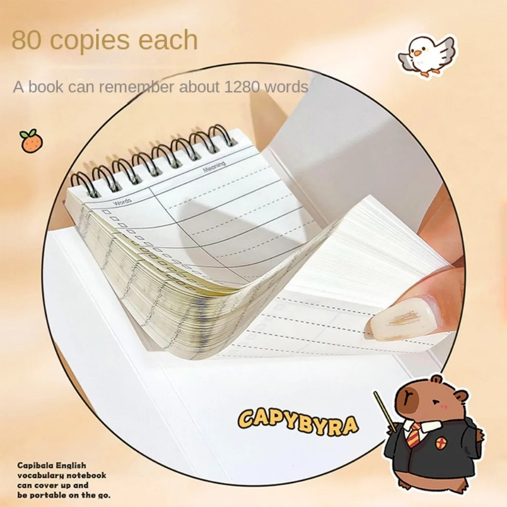 Multifuncional mini planejador caderno papelaria portátil capivara pequeno bloco de notas dos desenhos animados bonito kawaii capivara caderno crianças presente