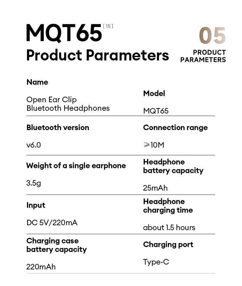 Choice Monster MQT65 OWS Bluetooth 6.0 Earphones Low Latency Earclip Bluetooth Headphones HD Call HiFi Music Game Sport Earbuds