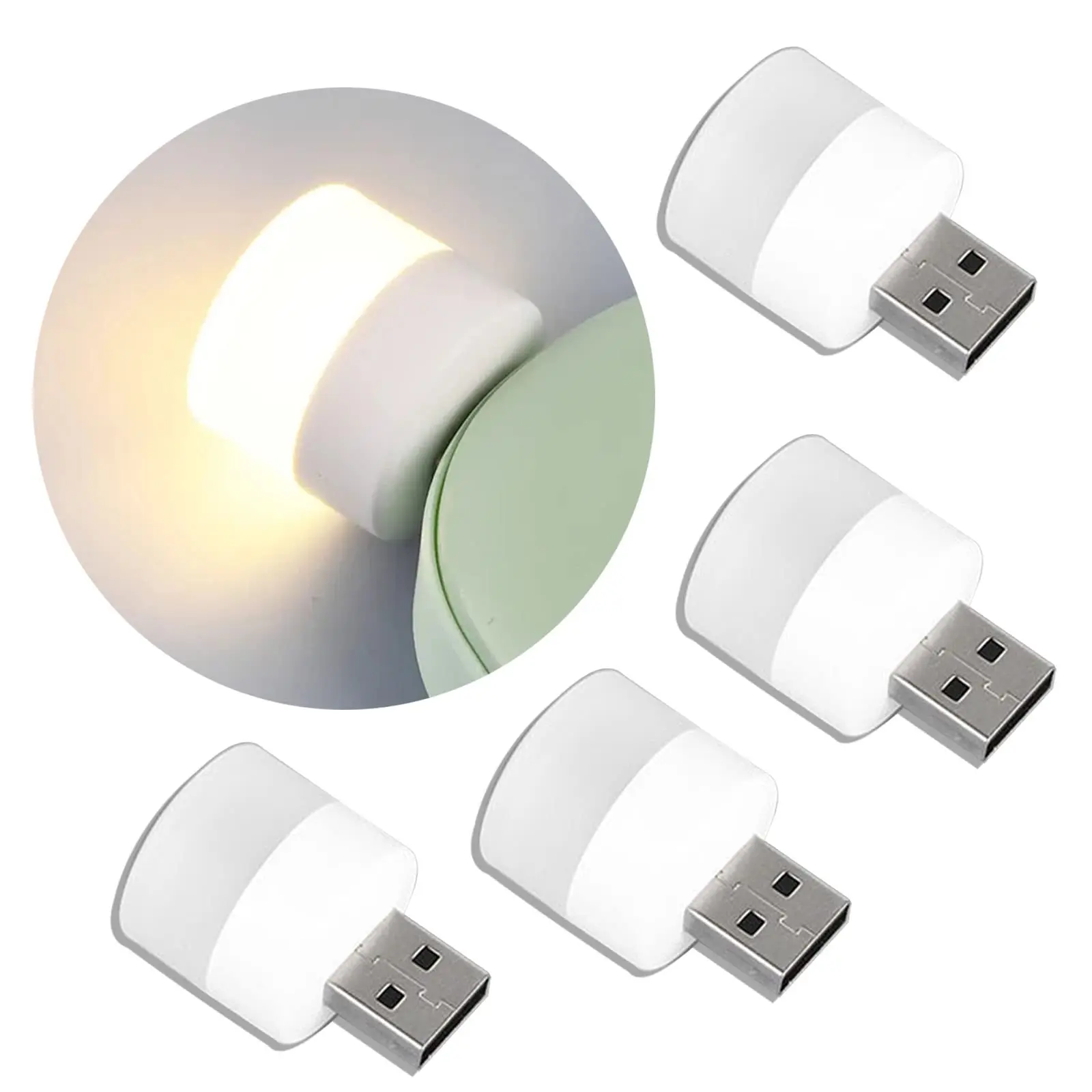 4x Bedroom Decor Night Lights Lamp Children's Gift USB Plug Computer Mobile Power Charging Eye Protection Reading Night Light