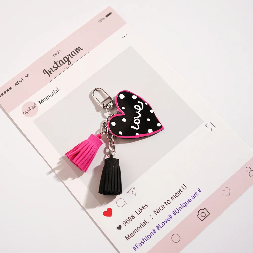 Tassel Key Chain Soft Bag Charms For Handbags Purse Keychain Comfortable Heart Charms Keychain For Car Keys Gift Giving Daily