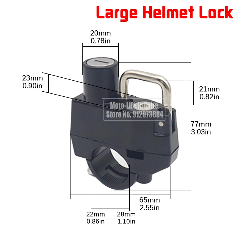 Shockproof Safety Motorcycle Helmet Lock Anti-Theft Bicycle Helmet Security Locks with 2 Key and Installation Tool Candado Casco