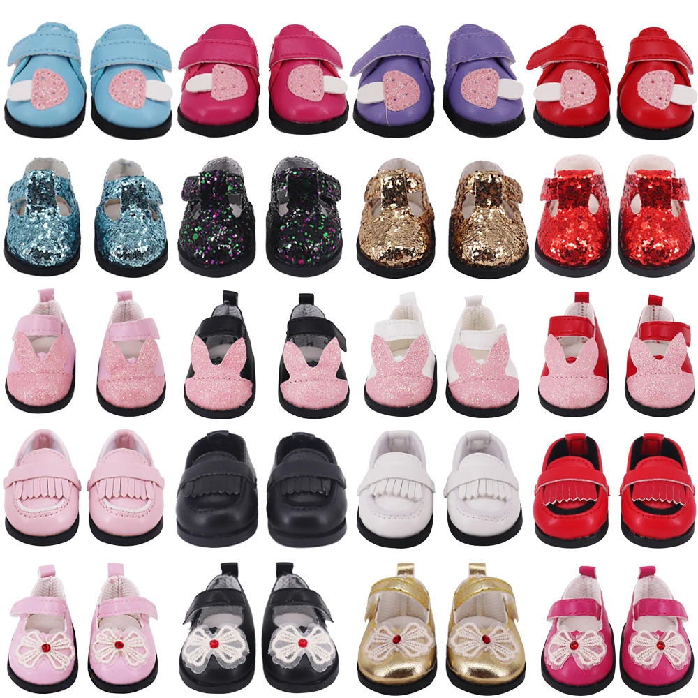 5.5Cm Doll Shoes Sequins PU Shoes Fit 14.5Inch Wellie Wisher&32-34Cm Paola Reina&20CM Cotton Doll Clothes Accessories RussianToy