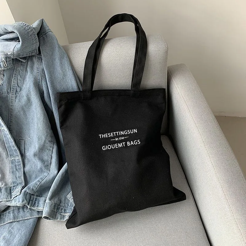 Canvas-Tasche, einfache, buchstabenförmige Umhängetasche, große Kapazität, lässige Baumwolltasche, Einkaufstasche, Computertasche, Büchertasche für Studenten – Detail 5