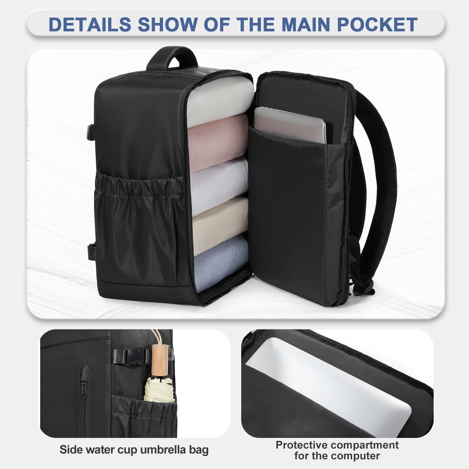 Reiserucksack unter dem Sitz, Ryanair Wizzair 40 x 30 x 20 Flugzeug-Reiserucksack, Herren-Business-Laptop-Rucksack, Handgepäck-Tasche