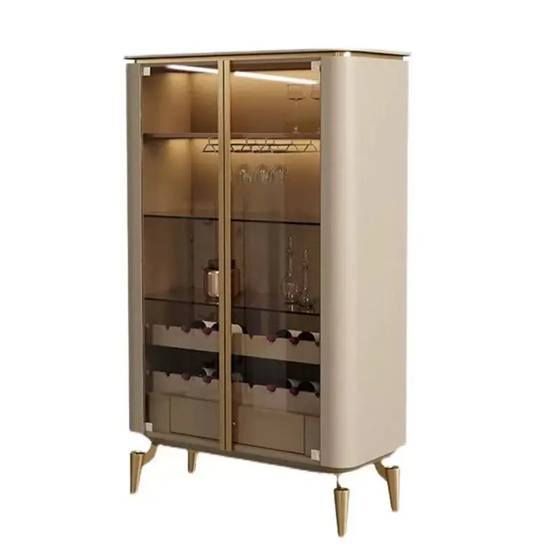 

Stainless steel glass double door side cabinet