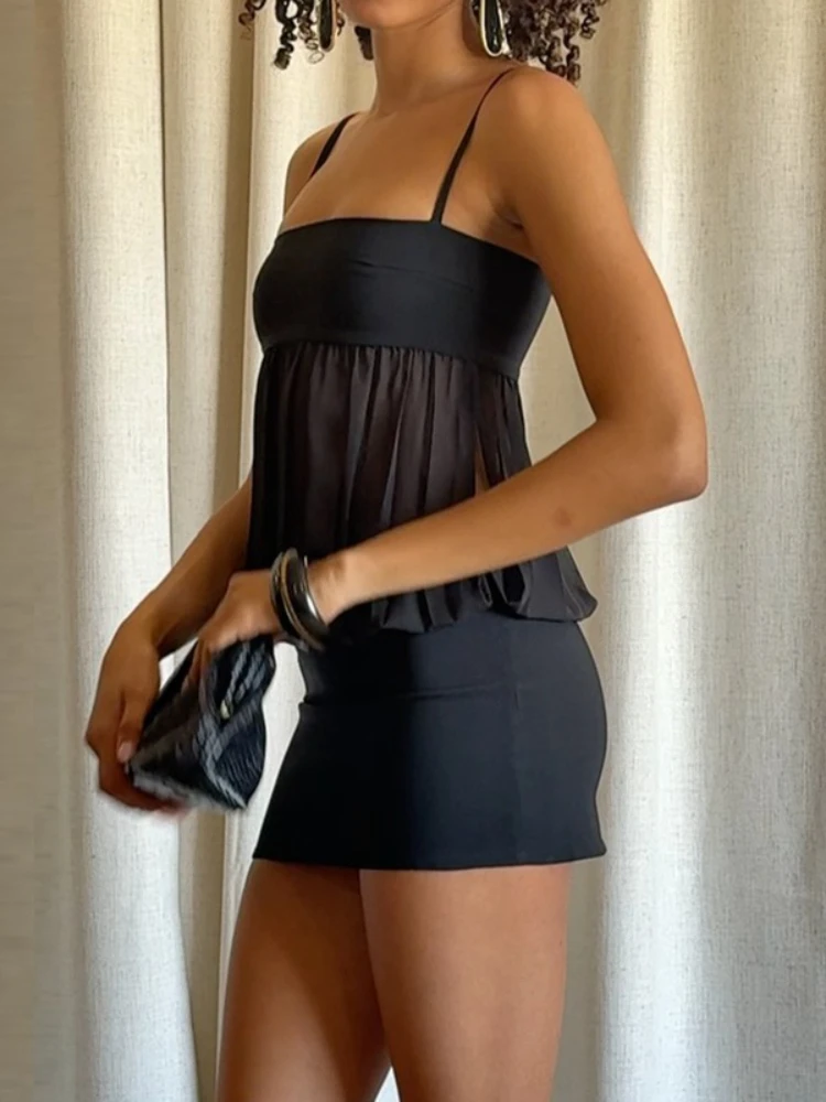 SsTss المرأة الحلو الأصفر بروتيل فستان جديد الصيف موضة بلا أكمام بقماش شفاف المرقعة الجوف خارج سليم فستان بكتافة صغيرة