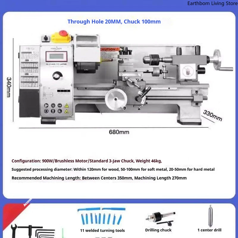 Multifunctional Mini Lathe Miniature Instrument Metal Mini Lathe Woodworking Commercial Machinery Tornio Compatto ZY60XXCC