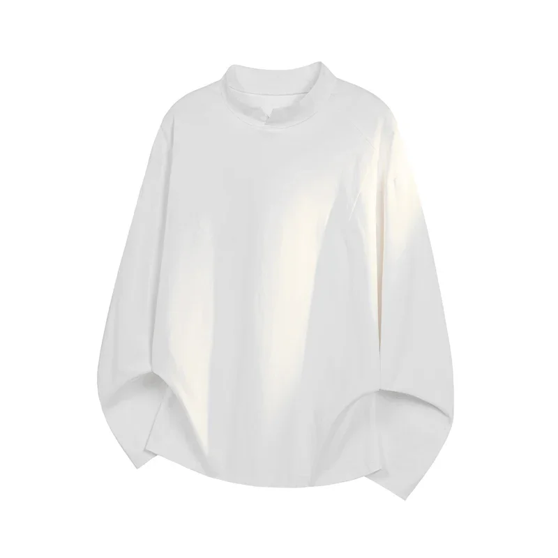 Male Relaxed Oversized Mock Neck Long Sleeve Top Notch Collar Lightweight Fabric For Holiday Daily Styling Look