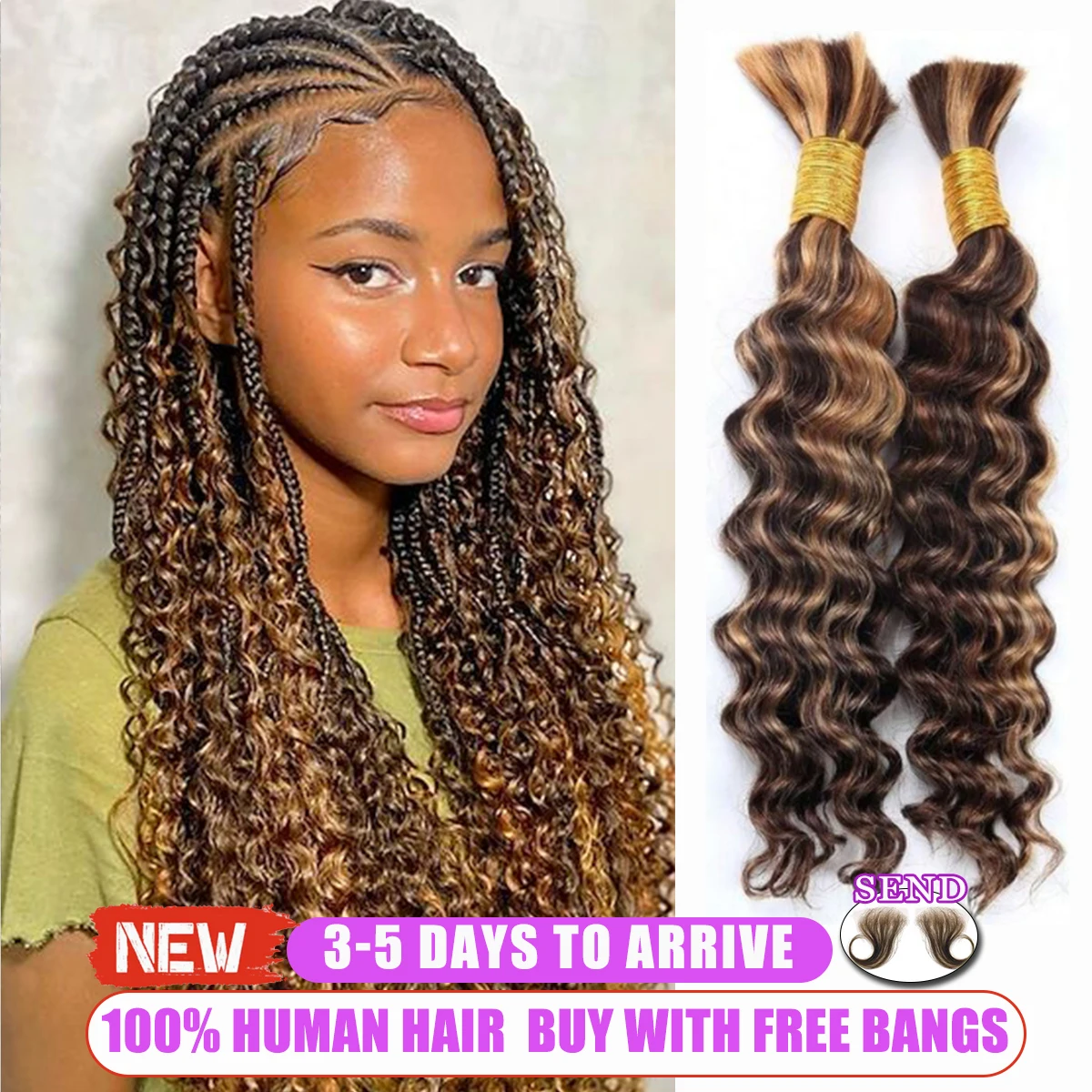 

Выделите 4/27 объемные человеческие волосы для плетения вьющихся пучков волос без утка, глубокие вьющиеся волны, двойные нарисованные косички в стиле бохо, предложение