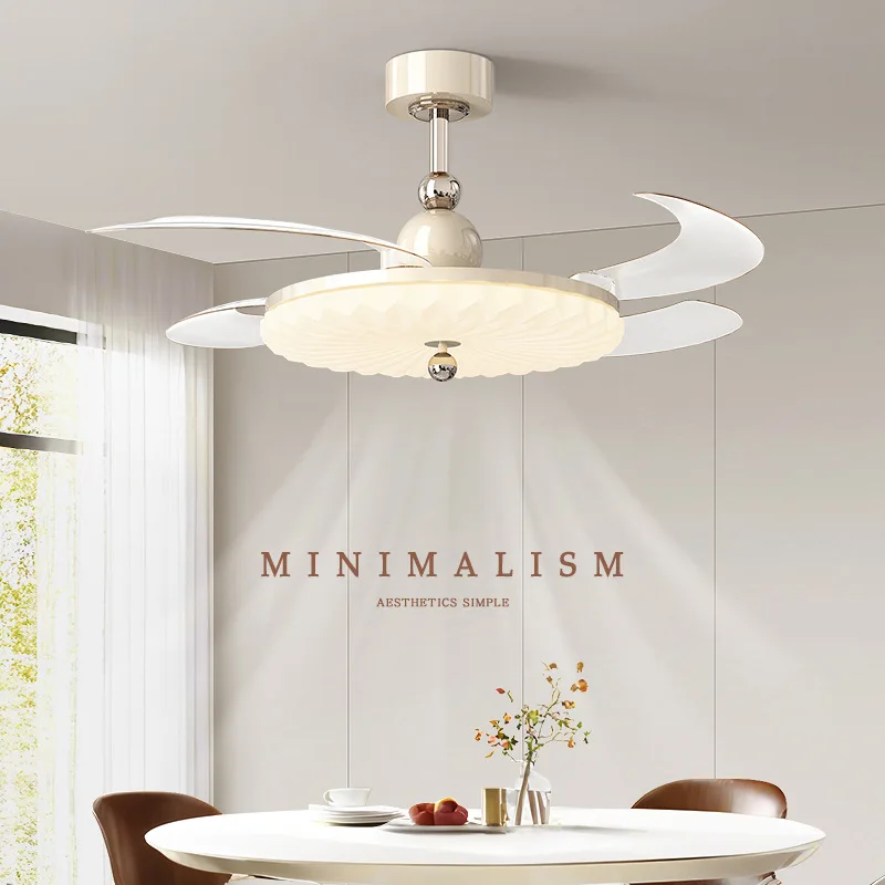 Bedroom Fan Light, Dining Room Invisible Ceiling Fan Light New Chinese Wood Grain Retro Living Room Medieval Fan Light