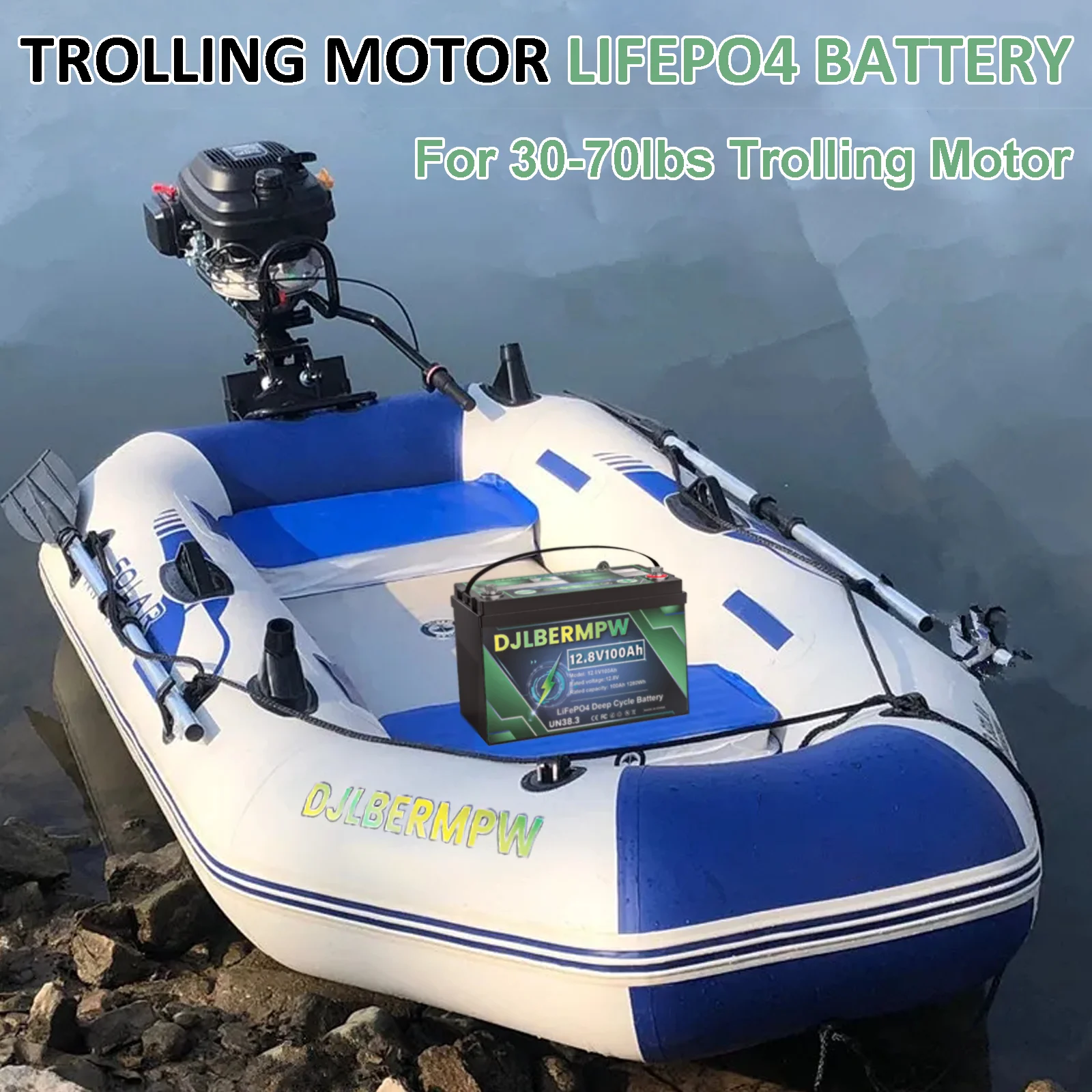 DJLBERMPW 12 فولت 100 أمبير LiFePO4 بطارية ليثيوم فوسفات الحديد في 100A BMS لمحرك التصيد البحري RV عربات الغولف الشمسية
