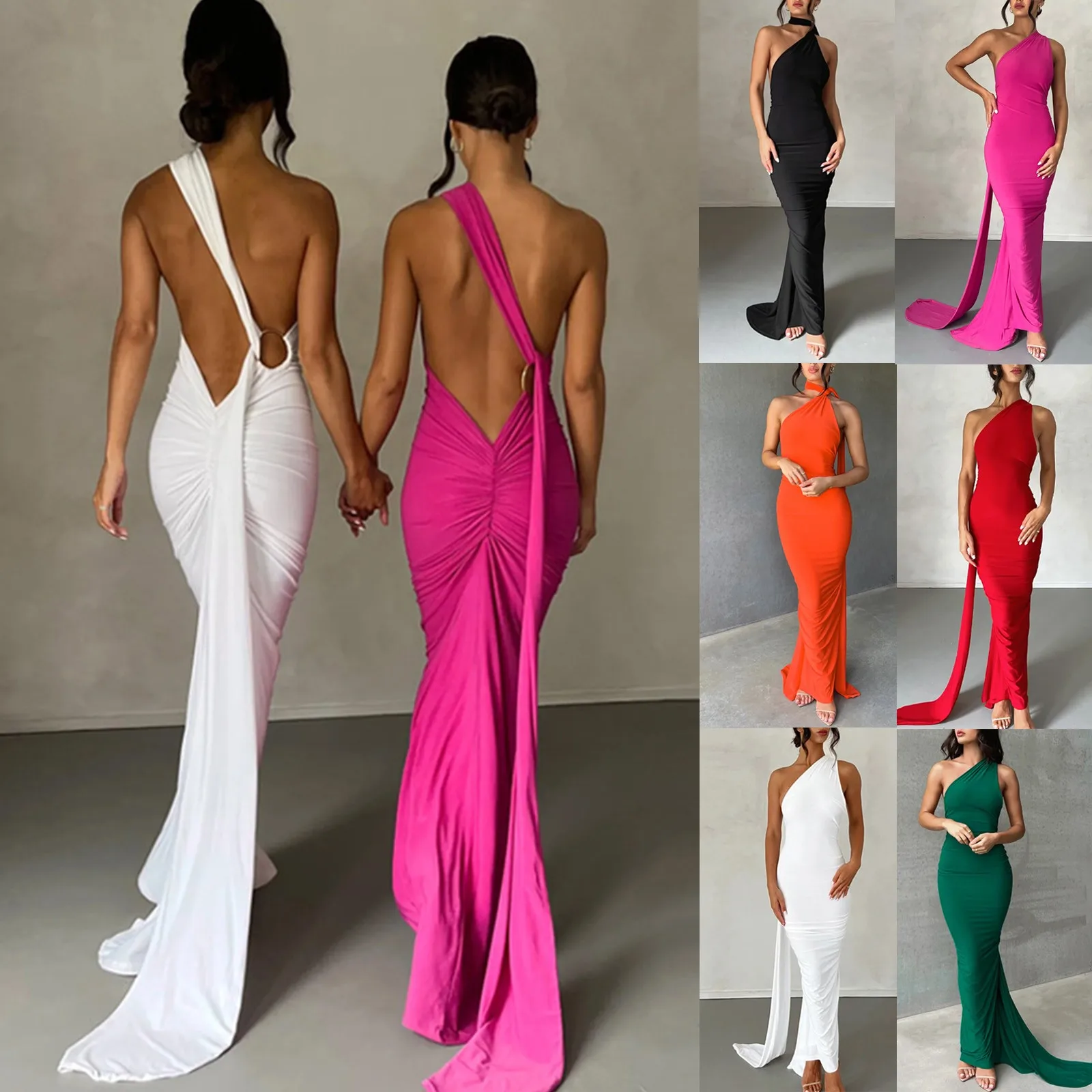 Women Sexy Backless Dress Bodycon Sleeveless Open Back Maxi Dress Going Out Elegant Party Cocktail Long Dress