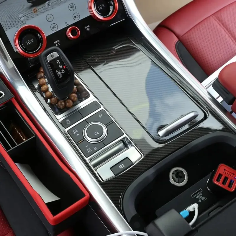 

Для Land Rover Range Rover Sport 2018-2022: накладка на центральную консоль из АБС-пластика под карбон, аксессуары для интерьера автомобиля (для леворульных авто)