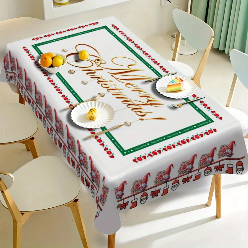 Christmas Themed Modern Rectangle Tablecloth Home Dining Room Decor Waterproof Tablecloth for Table Christmas Decorations