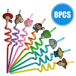 8pcs/set Cartoon Toy Story Straws Reusable Drinking Straws For Buzz Lightyear Birthday Party Decoration Supplies Children Gifts