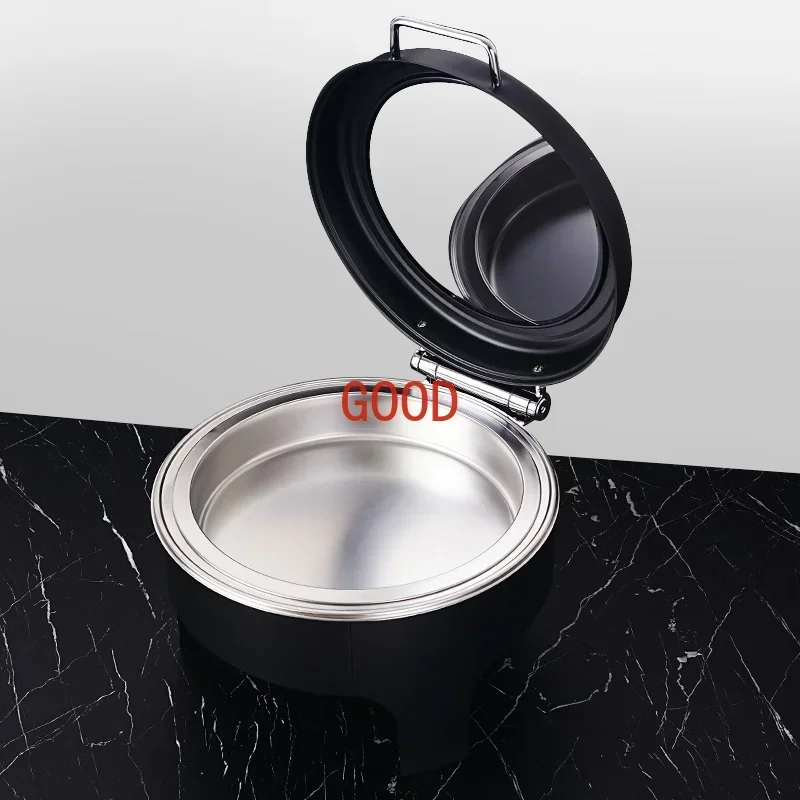 Hydraulic Buffet Stove Hospitality Supplies  Round Cheffing Dish Stainless Steel Buffet Food Glass Lid Black Chaffing Dishes