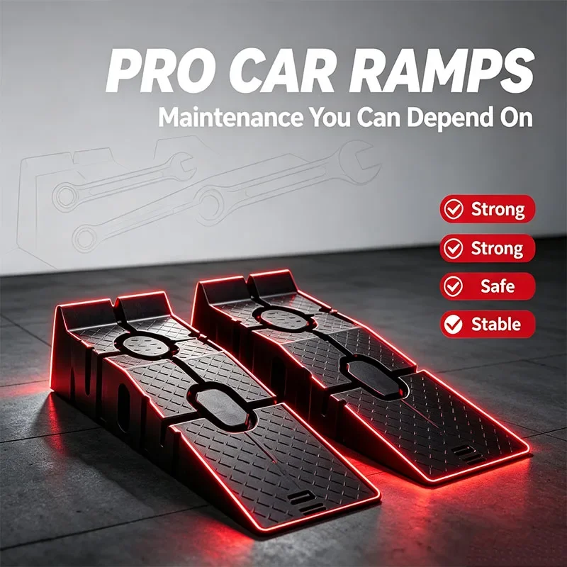 1Pair Black 2500KG Heavy Duty Car Ramps 900mm Long Antiskid Working Ramp Auto Oil Changing Repair Maintenance Jack Lift Tools