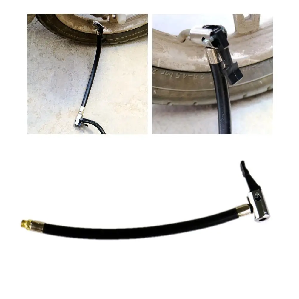 

2pcs Air Pump Extension Cord Car Inflator Hose Pipe Abrasion Corrosion Resistant Flexible Rubber Male Thread Fast Inflate Tire