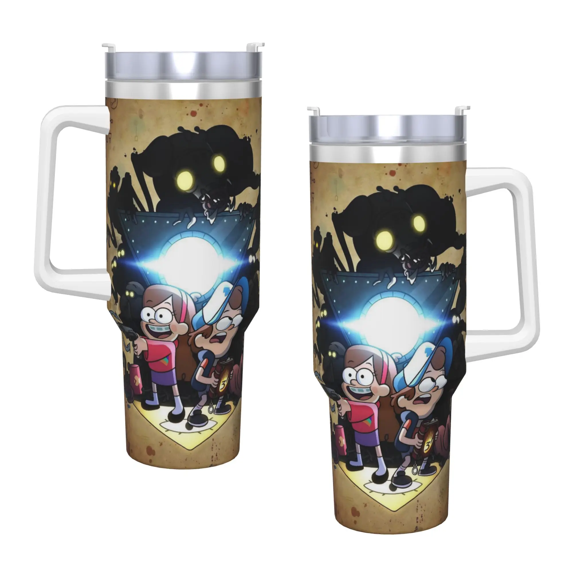 

Gravity Falls Tumbler Hot Drinks Water Bottle Insulated Stainless Steel Coffee Mug Printed Travel Mugs Cup