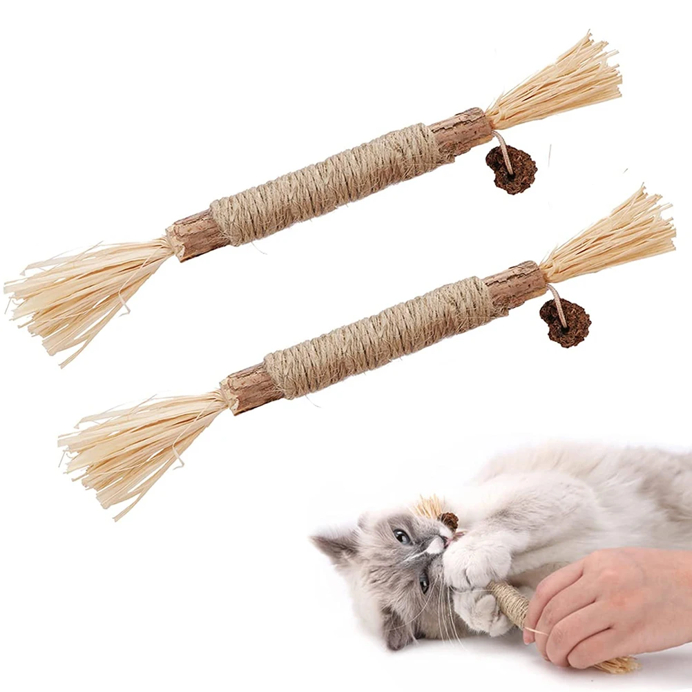 Bâtons à mâcher naturels pour chaton, jouets de dentition pour animaux de compagnie, nettoyage des dents, 2 pièces