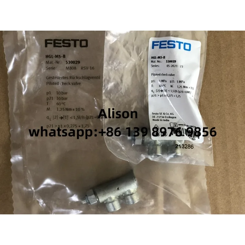 

FESTO 530030 HGL-1/8-B 530029 HGL-M5-B