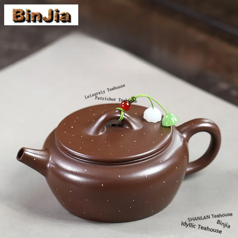 

Роскошные чайники Yixing из фиолетовой глины, 160 мл, горшок ручной работы большого диаметра, горшок с необработанной рудой, звездой, песком, грязевой чайник, китайский чайный сервиз Zisha, чайный сервиз