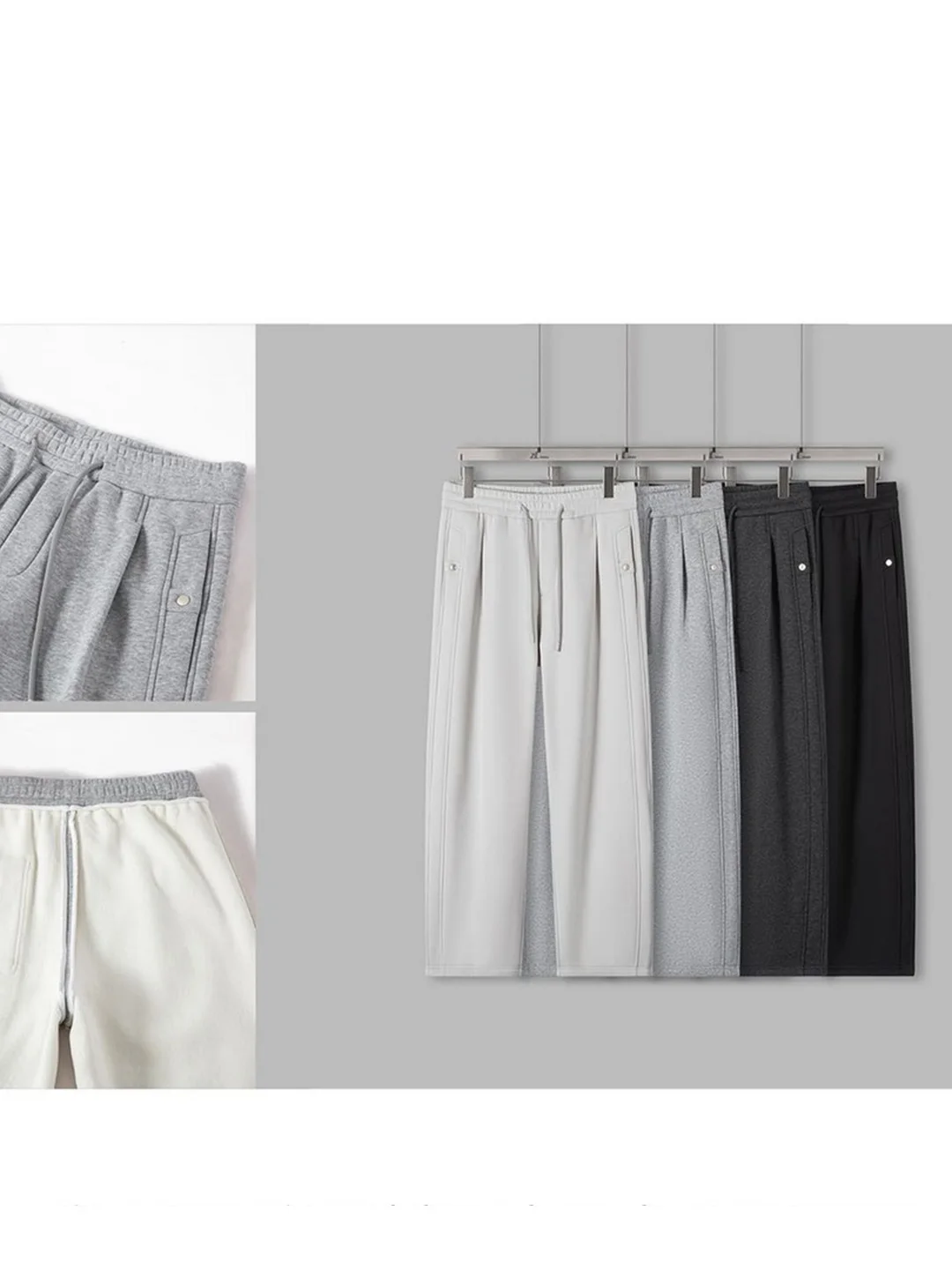 

American Sle Thiened Straight Leg Knife Pants Men's Autumn Winter Thiened Sports Sweatpants Faionable Loose Casual Lo...