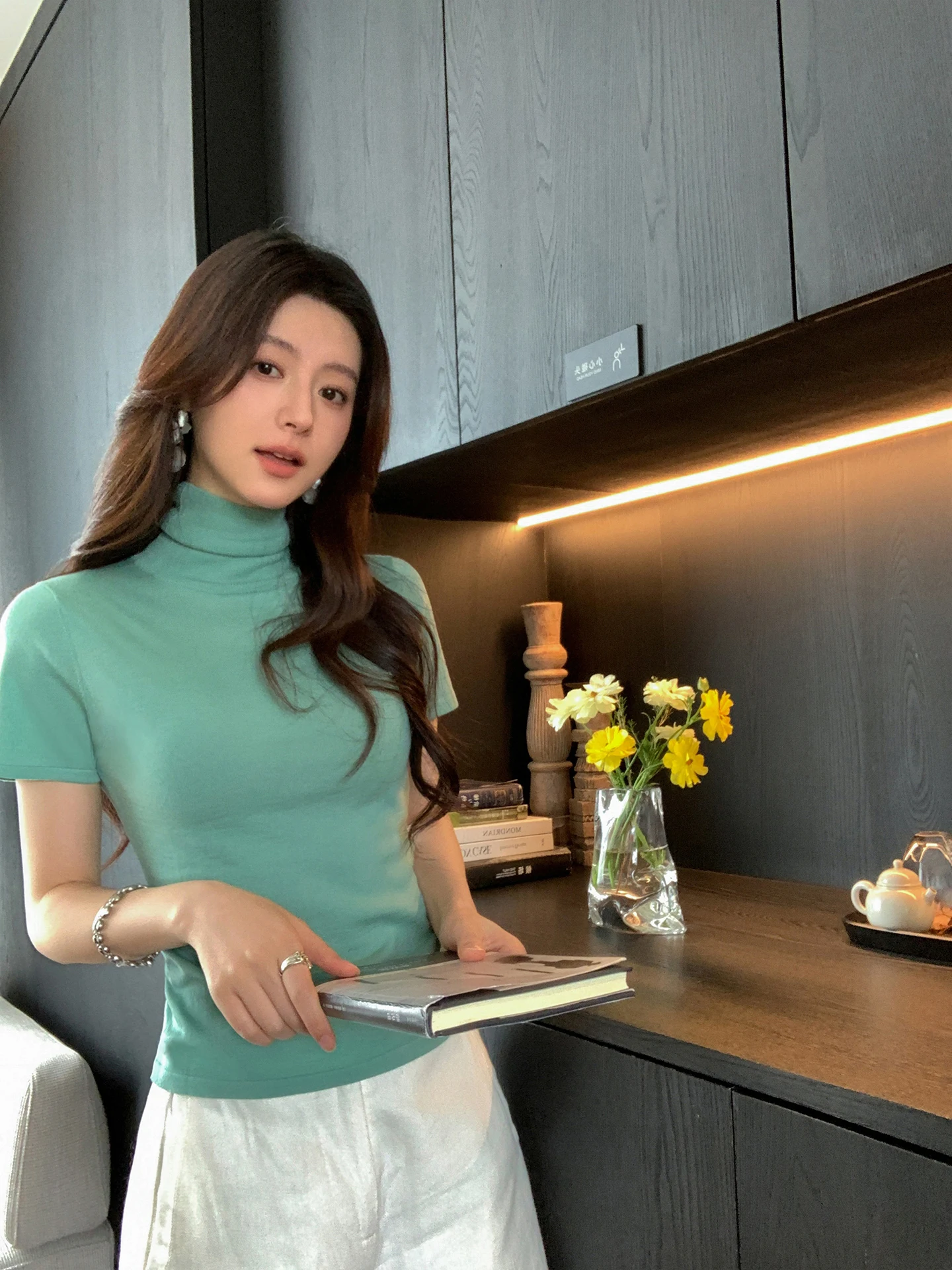 

Ada Miss New Zealand Full Wool Knitwear ort Sve Sta Collar Slimming Effect Women's Early Spring New Sle Soft Combed ...