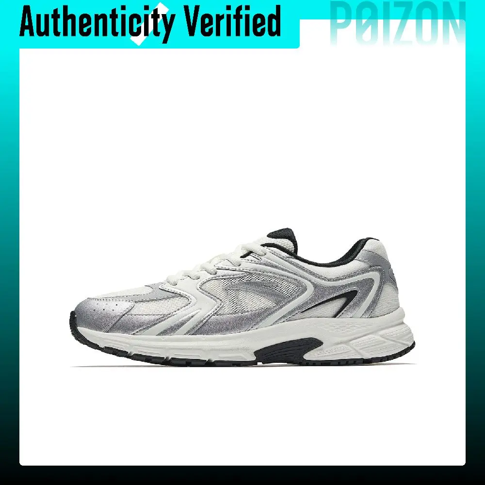 Anta AT2004 Cushioning Abrasion Resistant Low top Casual Running Shoes Men's White Silver Black 912625592-2