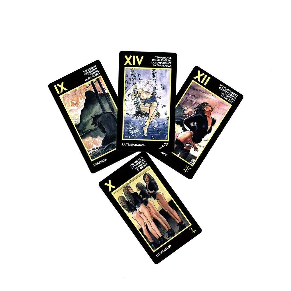 Tarot Divination of Manara Cards Spanish Portuguese French Italian PDF Guidebook.