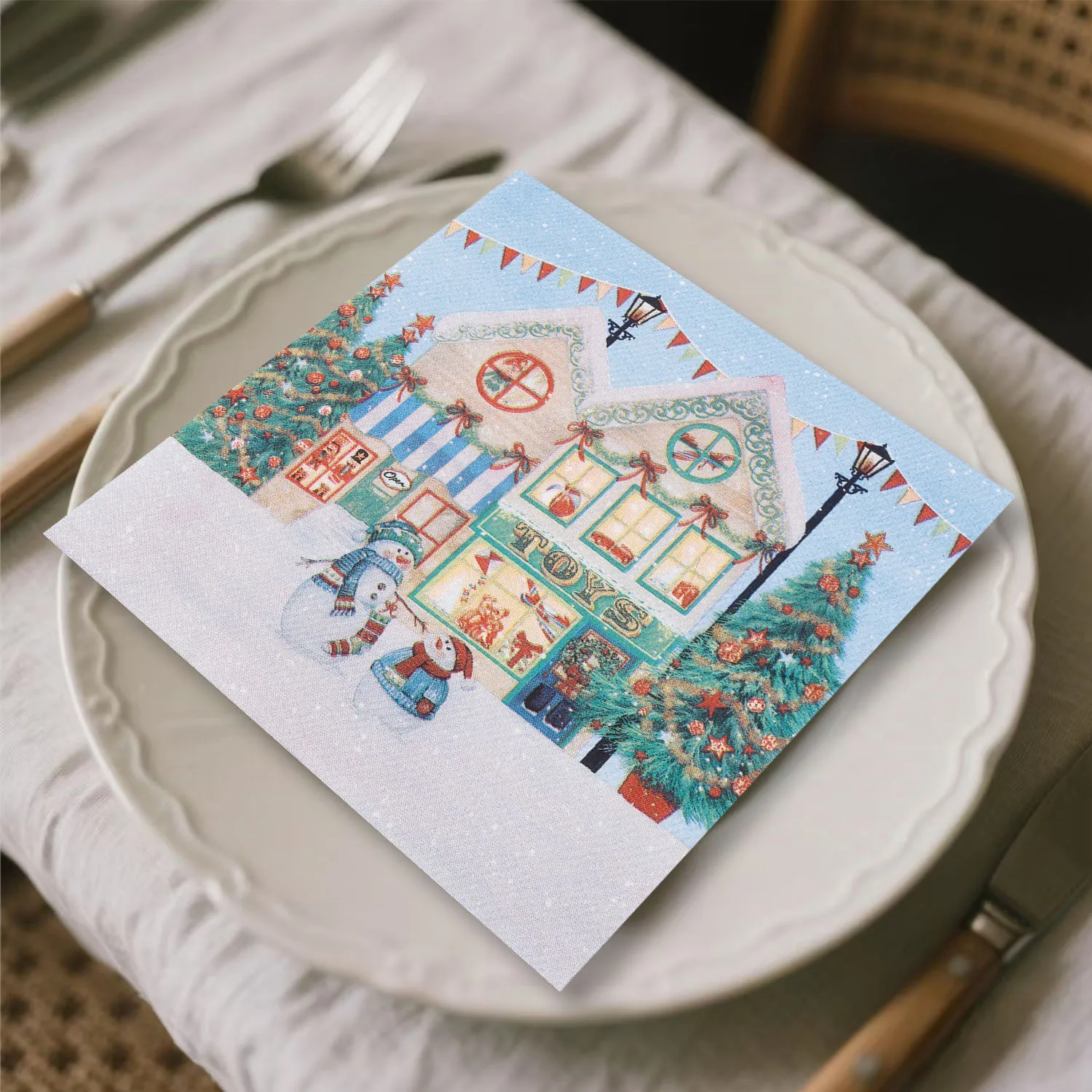 20 قطعة مناديل ورقية مطبوعة على شكل رجل ثلج لعيد الميلاد للاستعمال مرة واحدة - مادة لب الخشب النقي، 33 × 33 سم، مثالية كمناديل لمناسبات العطلات