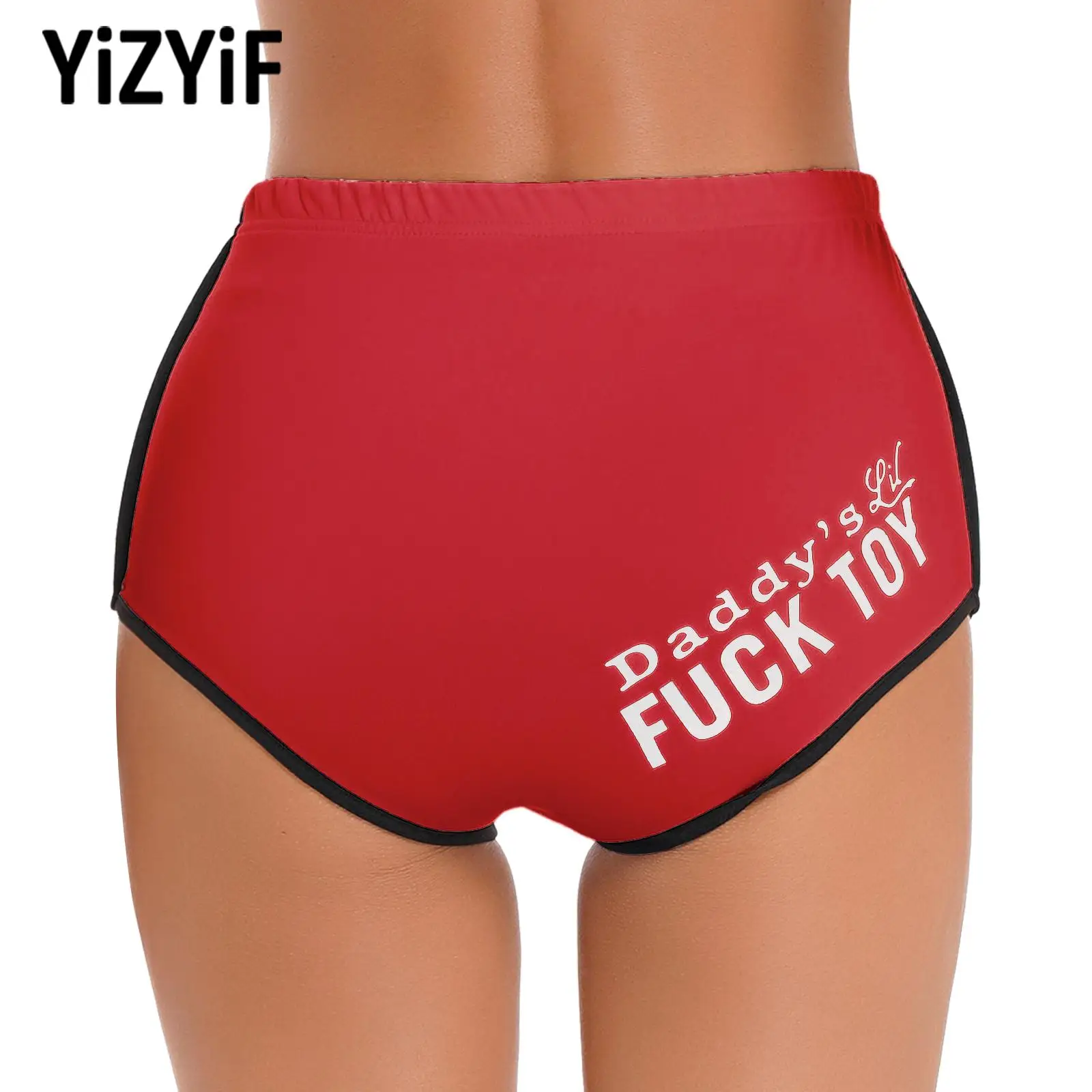 

Stylish Letter Printing Short Mid Waist Booty Shorts Casual Running Sport Yoga Workout Hot Pants Beach Party Clubwear for Womens